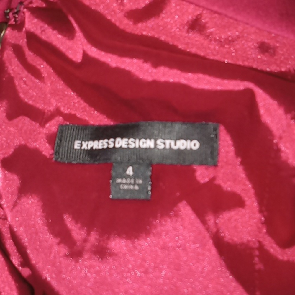 Express Design Studio- Ruby Red Silk Cocktail Dre… - image 8